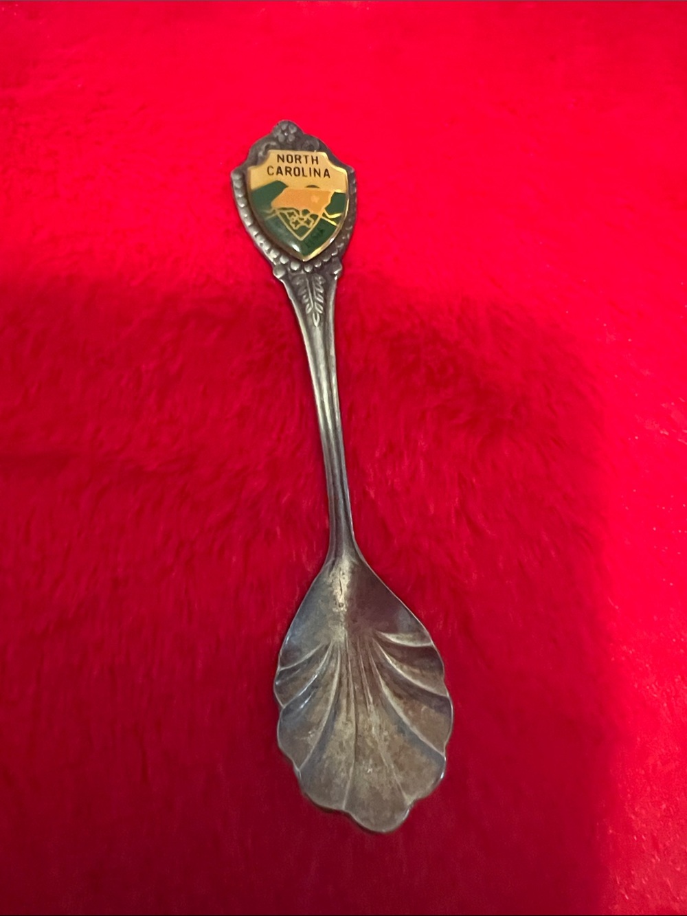 #1978**North Carolina Collectible Souvenir Spoon - Green and Gold Enamel